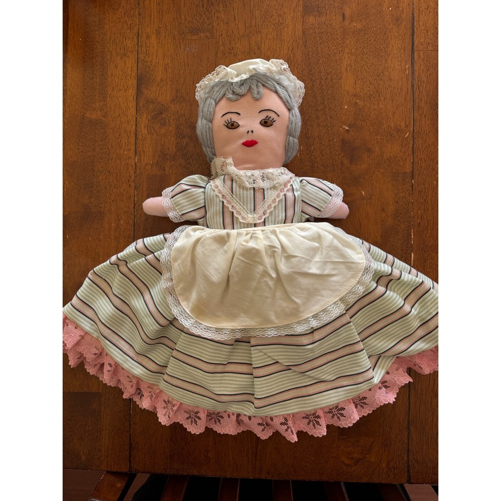 Vintage Handmade Topsy Turvy Flip Doll Grandmother and Girl Folk Art 12.5 inch